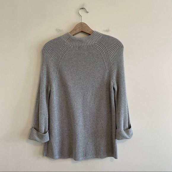 Gap Gray Cuff Sleeve Crew Neck Chunky Knit Sweater - Picture 5 of 5